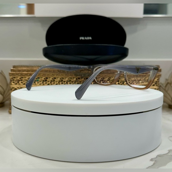 Prada - 2-Tone Blue-Gray/Ambery Brown - Rx Eyeglass Frames - w/ PRADA Hard-Case - Picture 5 of 15